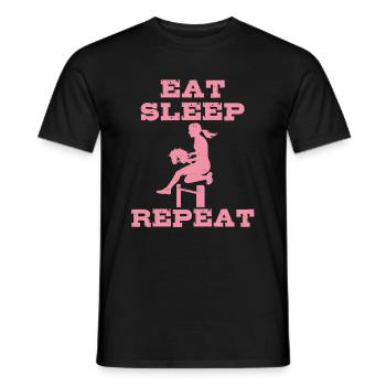Manger, dormir, cheval de loisir, répéter - Cadeau - T-shirt homme - noir - Devant - AI Model Male 178 light (178cm)