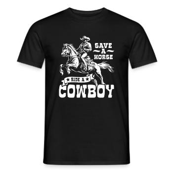 Sauvez un cheval, montez un cow-boy - Spruch - T-shirt homme - noir - Devant - AI Model Male 178 light (178cm)