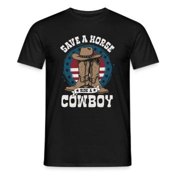 Sauvez un cheval, montez un cow-boy - Spruch - T-shirt homme - noir - Devant - AI Model Male 178 light (178cm)