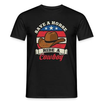Sauvez un cheval, montez un cow-boy - Spruch - T-shirt homme - noir - Devant - AI Model Male 178 light (178cm)
