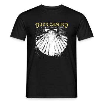 Buen Camino, scallop, Santiago de Compostela - Men's T-Shirt - black - Front - AI Model Male 178 light (178cm)