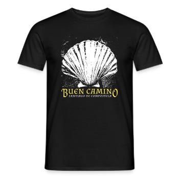 Buen Camino, scallop, Santiago de Compostela - Men's T-Shirt - black - Front - AI Model Male 178 light (178cm)