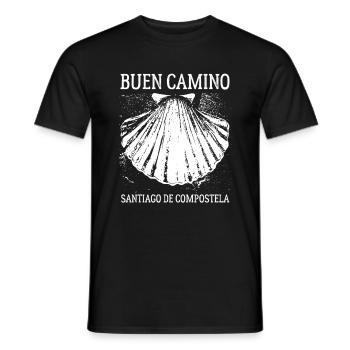 Buen Camino, scallop, Santiago de Compostela - Men's T-Shirt - black - Front - AI Model Male 178 light (178cm)