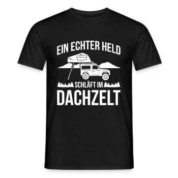 Ein Echter Held Schläft Im Dachzelt Camping - Männer T-Shirt - Schwarz - Vorne - AI Model Male 178 light (178cm)