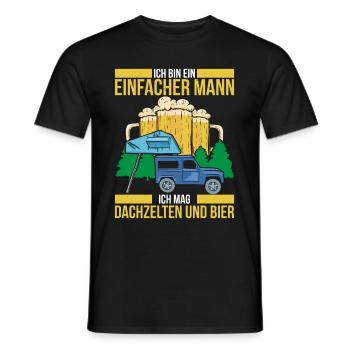 Ich Bin Ein Einfacher Mann Mag Dachzelten Und Bier - Männer T-Shirt - Schwarz - Vorne - AI Model Male 178 light (178cm)