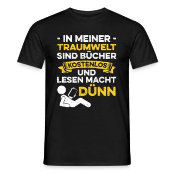In Meiner Traumwelt Sind Bücher Kostenlos Lustig - Männer T-Shirt - Schwarz - Vorne - AI Model Male 178 light (178cm)
