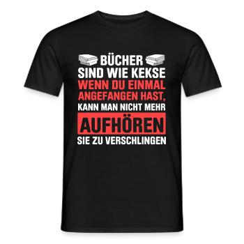 Bücher Sind Wie Kekse Man Kann Nicht Aufhören - Männer T-Shirt - Schwarz - Vorne - AI Model Male 178 light (178cm)