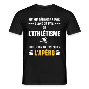 athlétisme athléte ne dérangez pas sauf apéro - T-shirt homme - noir - Devant - AI Model Male 178 light (178cm)