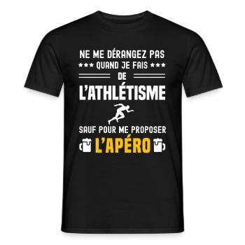 athlétisme ne dérangez pas sauf apéro - T-shirt homme - noir - Devant - AI Model Male 178 light (178cm)