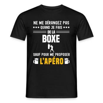 boxe ne dérangez pas sauf apéro - T-shirt homme - noir - Devant - AI Model Male 178 light (178cm)