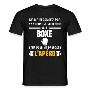 boxe gants ne dérangez pas sauf apéro - T-shirt homme - noir - Devant - AI Model Male 178 light (178cm)