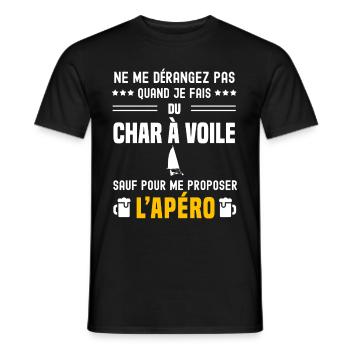 char a voile ne dérangez pas sauf apéro - T-shirt homme - noir - Devant - AI Model Male 178 light (178cm)