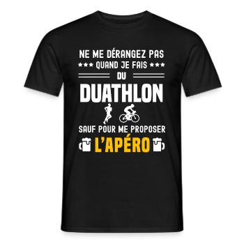 duathlon ne dérangez pas sauf apéro - T-shirt homme - noir - Devant - AI Model Male 178 light (178cm)