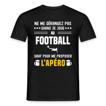 football foot ne dérangez pas sauf apéro - T-shirt homme - noir - Devant - AI Model Male 178 light (178cm)