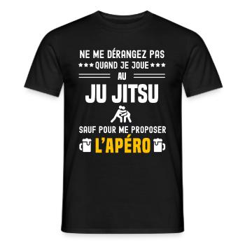ju jitsu ne dérangez pas sauf apéro - T-shirt homme - noir - Devant - AI Model Male 178 light (178cm)