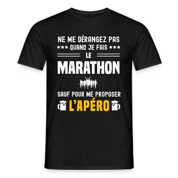 marathon ne dérangez pas sauf apéro - T-shirt homme - noir - Devant - AI Model Male 178 light (178cm)