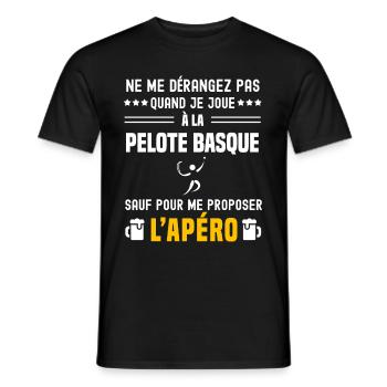 pelote basque ne dérangez pas sauf apéro - T-shirt homme - noir - Devant - AI Model Male 178 light (178cm)