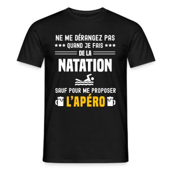 natation ne dérangez pas sauf apéro - T-shirt homme - noir - Devant - AI Model Male 178 light (178cm)