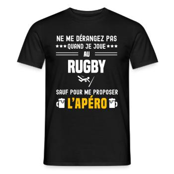 rugby ne dérangez pas sauf apéro - T-shirt homme - noir - Devant - AI Model Male 178 light (178cm)