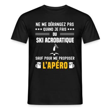 ski acrobatique ne dérangez pas sauf apéro - T-shirt homme - noir - Devant - AI Model Male 178 light (178cm)