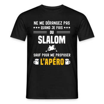 slalom ne dérangez pas sauf apéro - T-shirt homme - noir - Devant - AI Model Male 178 light (178cm)