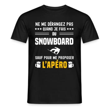 snowboard ne dérangez pas sauf apéro - T-shirt homme - noir - Devant - AI Model Male 178 light (178cm)