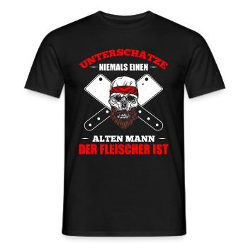 Unterschätze Niemals Alten Mann Der Fleischer Ist - Männer T-Shirt - Schwarz - Vorne - AI Model Male 178 light (178cm)