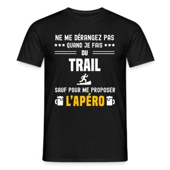 trail ne dérangez pas sauf apéro - T-shirt homme - noir - Devant - AI Model Male 178 light (178cm)