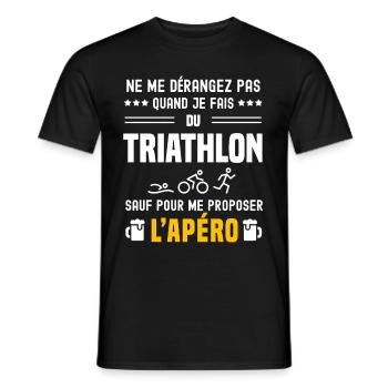 triathlon ne dérangez pas sauf apéro - T-shirt homme - noir - Devant - AI Model Male 178 light (178cm)
