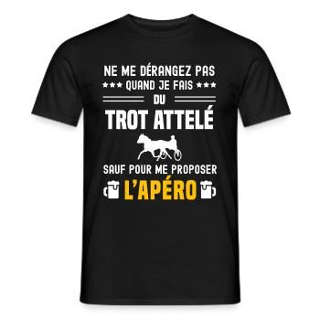 trot attelé ne dérangez pas sauf apéro - T-shirt homme - noir - Devant - AI Model Male 178 light (178cm)