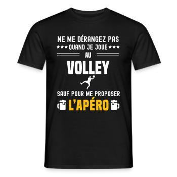 volley volleyball ne dérangez pas sauf apéro - T-shirt homme - noir - Devant - AI Model Male 178 light (178cm)