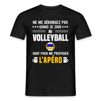 volleyball ne dérangez pas sauf apéro - T-shirt homme - noir - Devant - AI Model Male 178 light (178cm)