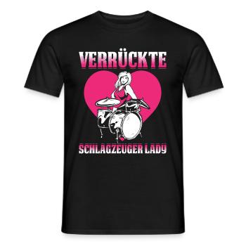Verrückte Schlagzeuger Lady Schlagzeug - Männer T-Shirt - Schwarz - Vorne - AI Model Male 178 light (178cm)