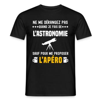 astronomie telescope ne dérangez pas sauf apéro - T-shirt homme - noir - Devant - AI Model Male 178 light (178cm)