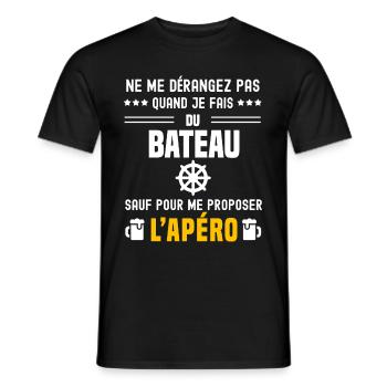 bateau gouvernail ne dérangez pas sauf apéro - T-shirt homme - noir - Devant - AI Model Male 178 light (178cm)