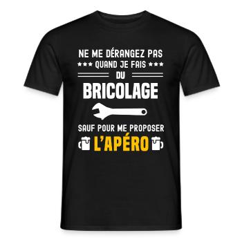 bricolage clé molette ne dérangez pas sauf apéro - T-shirt homme - noir - Devant - AI Model Male 178 light (178cm)