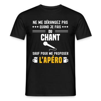 chant micro ne dérangez pas sauf apéro - T-shirt homme - noir - Devant - AI Model Male 178 light (178cm)