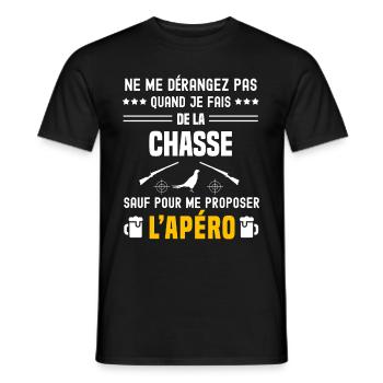 chasse au faisan ne dérangez pas sauf apéro - T-shirt homme - noir - Devant - AI Model Male 178 light (178cm)