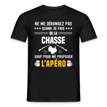 chasse au dindon ne dérangez pas sauf apéro - T-shirt homme - noir - Devant - AI Model Male 178 light (178cm)