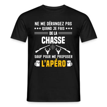 chasse au chevreuil ne dérangez pas sauf apéro - T-shirt homme - noir - Devant - AI Model Male 178 light (178cm)