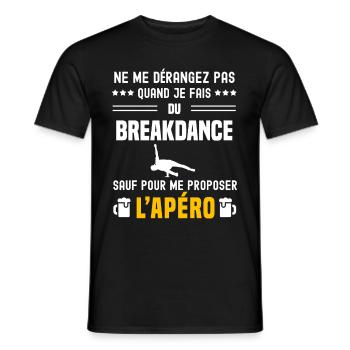 danse breakdance ne dérangez pas sauf apéro - T-shirt homme - noir - Devant - AI Model Male 178 light (178cm)