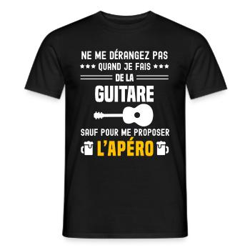 guitare ne dérangez pas sauf apéro - T-shirt homme - noir - Devant - AI Model Male 178 light (178cm)