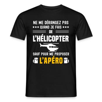 hélicopter ne dérangez pas sauf apéro - T-shirt homme - noir - Devant - AI Model Male 178 light (178cm)