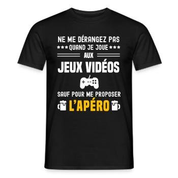 jeux vidéos ne dérangez pas sauf apéro - T-shirt homme - noir - Devant - AI Model Male 178 light (178cm)