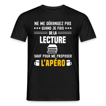 lecture ne dérangez pas sauf apéro - T-shirt homme - noir - Devant - AI Model Male 178 light (178cm)