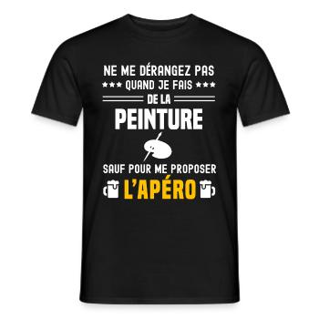 peinture ne dérangez pas sauf apéro - T-shirt homme - noir - Devant - AI Model Male 178 light (178cm)