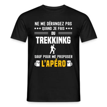 trekkinkg ne dérangez pas sauf apéro - T-shirt homme - noir - Devant - AI Model Male 178 light (178cm)