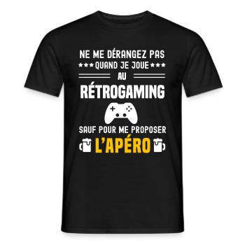 rétrogaming ne dérangez pas sauf apéro - T-shirt homme - noir - Devant - AI Model Male 178 light (178cm)