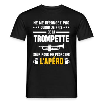 trompette instrument ne dérangez pas sauf apéro - T-shirt homme - noir - Devant - AI Model Male 178 light (178cm)