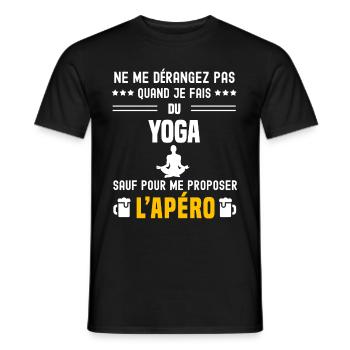 yoga ne dérangez pas sauf apéro - T-shirt homme - noir - Devant - AI Model Male 178 light (178cm)